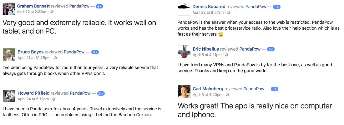 PandaPow VPN Facebook Reviews